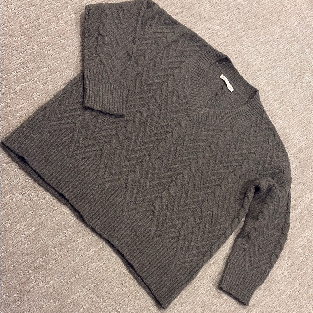 Cozy Gray Cable Knit Sweater